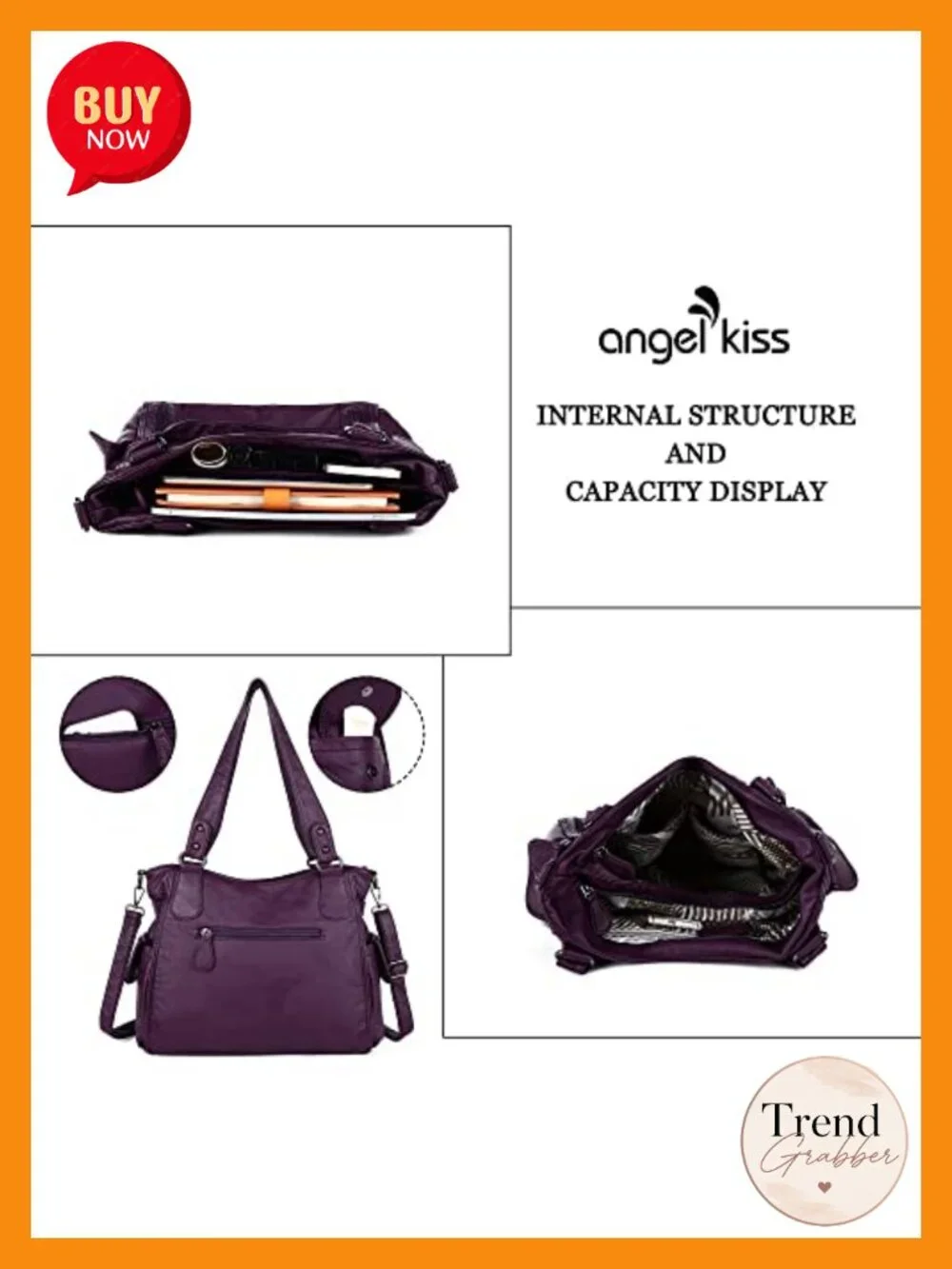 Washed PU Leather Women's Hobo Bag with Detachable Strap and Multiple Pockets